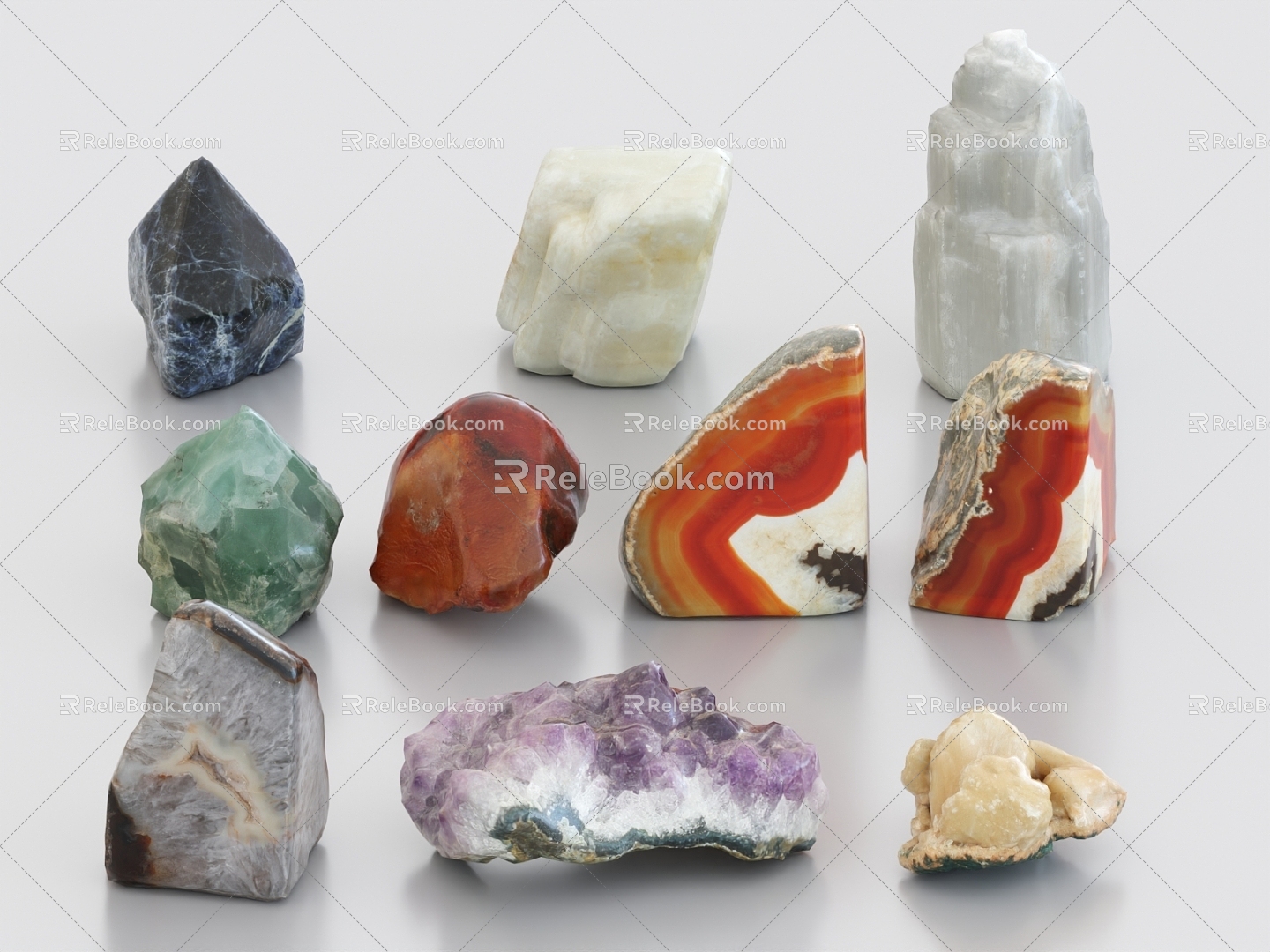 fluorite ore gemstone stone stone spar crystal crystal crystal quartz stone 3d model