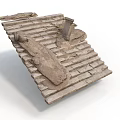 Ancient Detailed Sculpture Carving On Brick Structure With Clay Stone Relics