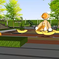 Modern Commercial Landscape With Lush Trees Lawn And Sculptures Near Qin 3 Aquarium