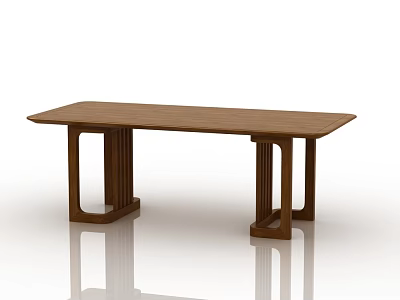 Modern Brown Wooden Dining Table With Unique Leg Design And Sleek Surface 3d model