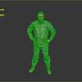 Realistic Game and Movie Character Male in Military Uniform Standing Pose with Hands on Hips