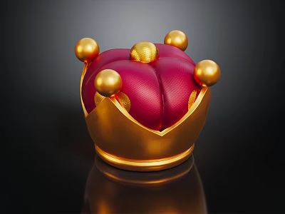 Elegant Red Gold Ornate Crown With Spherical Decorative Headwear Fashion Accessory 3d model