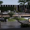 Tranquil Garden Landscape Design With Outdoor Seating Lush Greenery Lanterns And Moonlit Ambiance