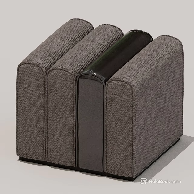 Grey Fabric Storage Units With Black Accent Design For Contemporary Home 3d model 