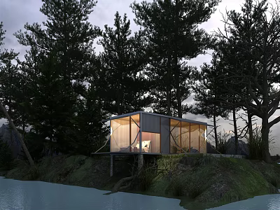 Modern single-family villa tree house 3d model