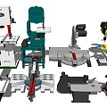 Different Types of Industrial Equipment Including Band Saws Bench Grinders and Table Saws