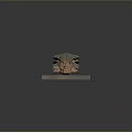 Intricate Copper Animal Head Sculpture Carving With Detailed Textures On Square Base