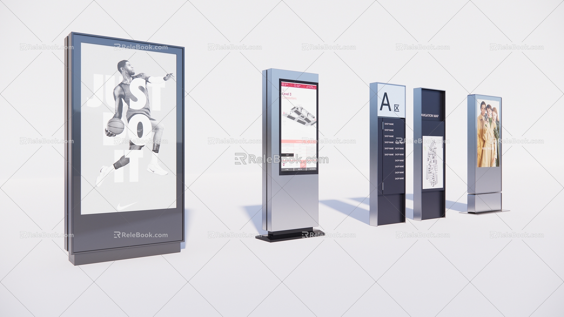 Modern billboards 3d model