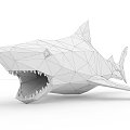 Cartoon Style Blue Shark Game Movie Character With Open Mouth And Orange Circular Side Pattern