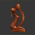 Abstract Red Embracing Figures Decorative Furniture With Curved Design Details
