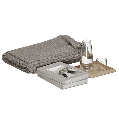 Decorative Ornament Set Featuring Gray Blanket Picture Book Glass Vase Small Glass Cup And Tray 3d model