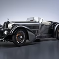 Vintage Black Convertible Classic Car With Retro Design And Open Top