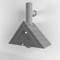 Modern Triangular Fireplace With Burning Fire And Stainless Steel Chimney Pipe 3d model