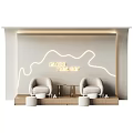 Modern Curved Fabric Leisure Chairs With Side Tables For Elegant Nail Salon Reception Area