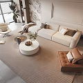 Sofa Coffee Table Combination Leisure Chair Single Sofa Floor Lamp 3d model