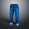 Stylish Blue Straight Leg Jeans With Cuffed Hem For Casual Fashion Wear