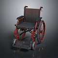 Sturdy Vintage Wheelchair With Black Leather Seat Red Accent Frames Armrests And Footrest