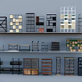 Assorted Modern Shelving Units With Diverse Designs And Materials For Home Storage 3d model