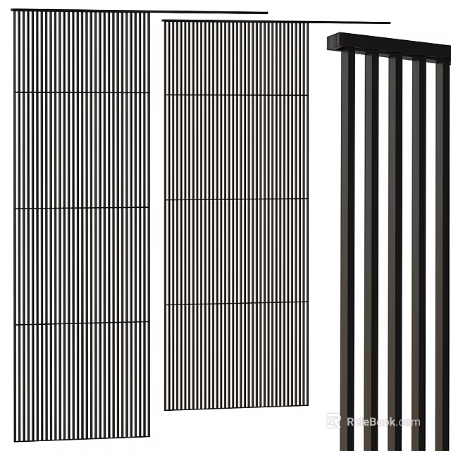 Modern Striped Partition Components With Black White Vertical Design For Interior 3d model 