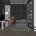 Modern Home Office Interior With Desk Computer Ergonomic Chair Window Artwork And Sofa