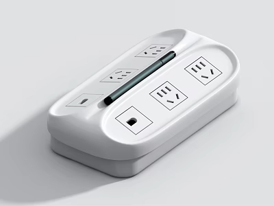 White Power Strip With Multiple AC Outlets And USB Ports For Mobile Charging 3d model