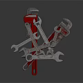 Various Types Of Red And Silver Wrenches Tools For Equipment Maintenance