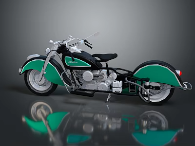 Classic Green And Black Vintage Motorcycle With Chrome Details And Retro Design Features 3d model