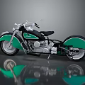 Classic Green And Black Vintage Motorcycle With Chrome Details And Retro Design Features