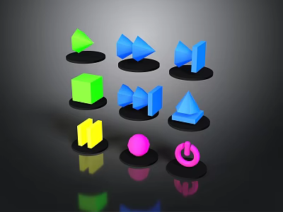 Colorful Geometric Shapes Collection Featuring Green Triangle Blue Cube Yellow Rectangle And Pink Sphere 3d model