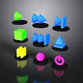 Colorful Geometric Shapes Collection Featuring Green Triangle Blue Cube Yellow Rectangle And Pink Sphere