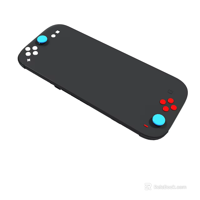 Black Game Controller With Blue Red And White Buttons Ergonomic Design 3d model 