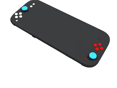 Black Game Controller With Blue Red And White Buttons Ergonomic Design 3d model