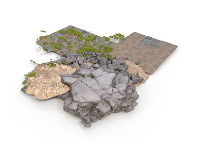Modern Terrain Model Design With Rocky Sections Grass And Dirt Areas 3d model