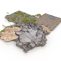 Modern Terrain Model Design With Rocky Sections Grass And Dirt Areas