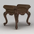 Classic Wooden Carved Sofa Stool with Ornate Legs and Intricate Design