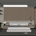 Modern Minimalist Bedroom Interior With Wooden Wall Bed Bedside Tables And Lamp