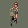 Three Stylish Girls Riding Bicycles With Different Outfits And Hats