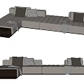 Modern Grey Sectional Sofa with Soft Fabric Upholstery Decorative Pillows and Throw Blankets