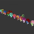 Game And Movie Character Wigs In Various Colors On Mannequin Head Display Arrangement