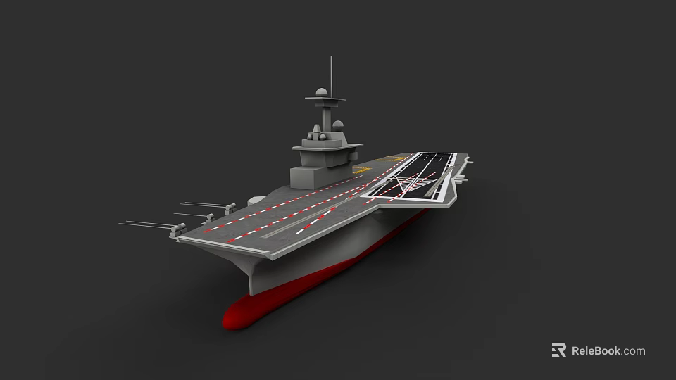 Military Aircraft Carrier As Naval Weapon With Flight Deck And Radar System 3d model 