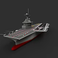 Military Aircraft Carrier As Naval Weapon With Flight Deck And Radar System