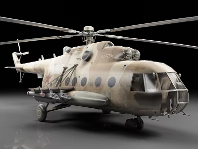 Vintage Military Helicopter With Camouflage Paint Detailed Rotor Blades And Fuselage 3d model