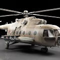 Vintage Military Helicopter With Camouflage Paint Detailed Rotor Blades And Fuselage