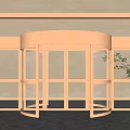 Modern Revolving Door With Metal Frame Glass Panels And Marble Floor