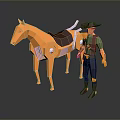Orange Toy Horse And Cowboy Hat Figure With 3D Design For Home Decoration