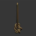V Shaped Knotted Brown Rope With Tightly Tied Knot Isolated On Dark Background
