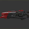Futuristic Red And Black Sci-Fi Spaceship Model With White Stripes And Mechanical Details