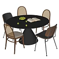 Middle Ancient Style Dining Table and Chair Combination Dining Chair Round Dining Table Single Chair 3d model