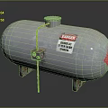 Silver Cylindrical Metal Storage Tank With HAMMER Label Connected Pipe And Stands