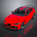 Red Sports Car With Black Stripes Rear Spoiler And Alloy Wheels